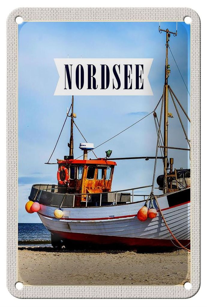 Blechschild Reise 12x18cm Nordsee Strand Reise Schiff Meer Schild