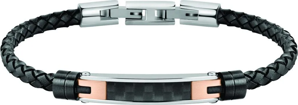 Bracelet cuir noir Moody SQH22 avec fermoir en acier inoxydable robuste