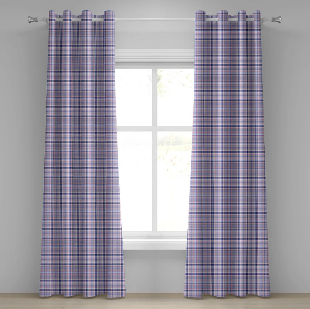 Rideau vintage motif pique-nique violet et rose 280x175 à œillets inox