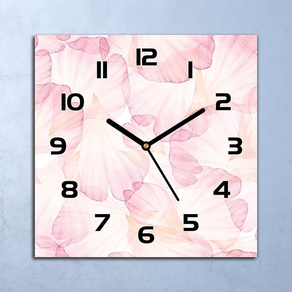 Wanduhr Echt-Glas-Küchenuhr Rosa Blütenblätter Quarz 30x30 Deko Bilder
