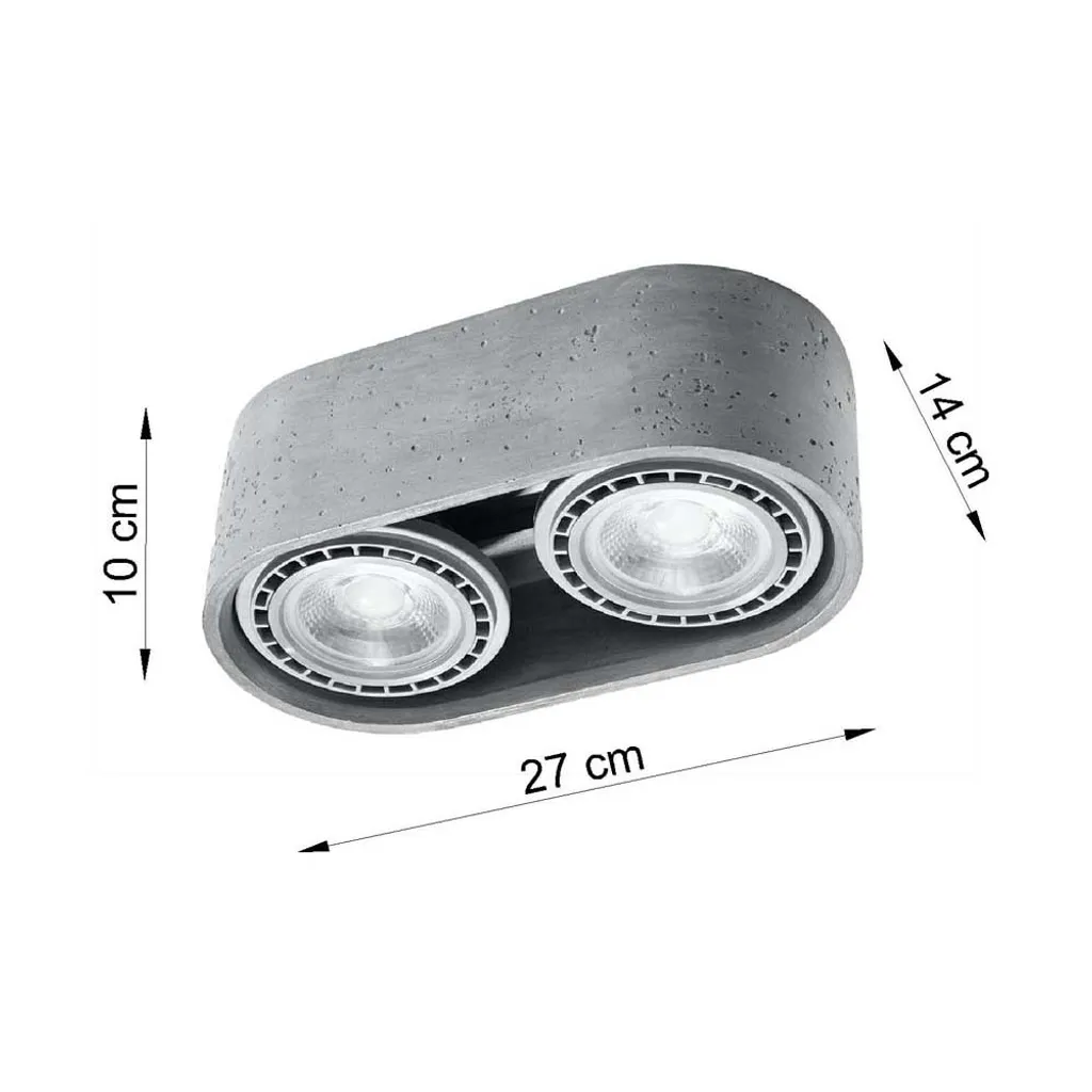 Sollux BASIC 2 Lampada Soffitto Cemento 2xGU10 - Stile Loft Urban - 15