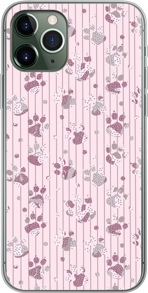 MuchoWow Handyhülle Schutzhülle Hülle für Telefoonhoesje iPhone 11 Pro Hund - Rosa - Muster - Lila - Mädchen - Kinder - Kinder Silikon Softc...
