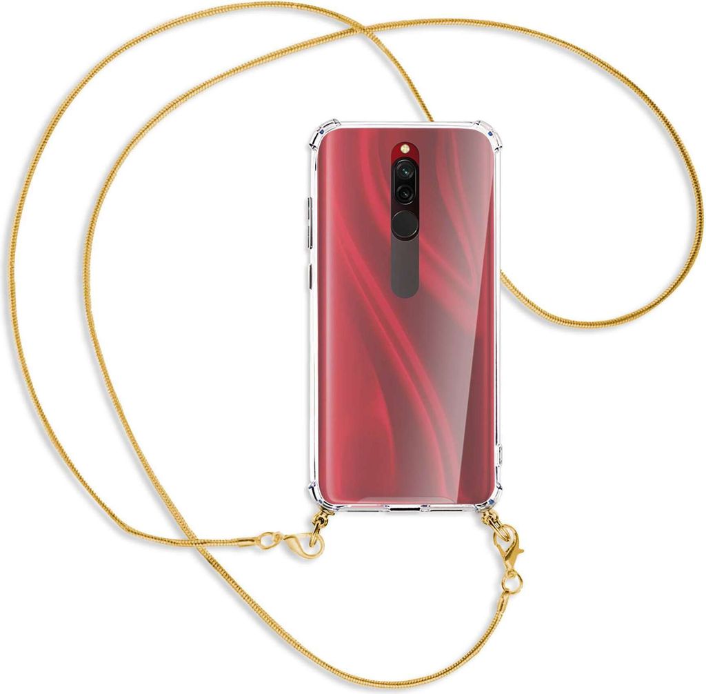 Handykette Backcover-Schutzhülle mit Band (Metall goldfarben) für Xiaomi Redmi 8 - goldfarbene Kette Snake
