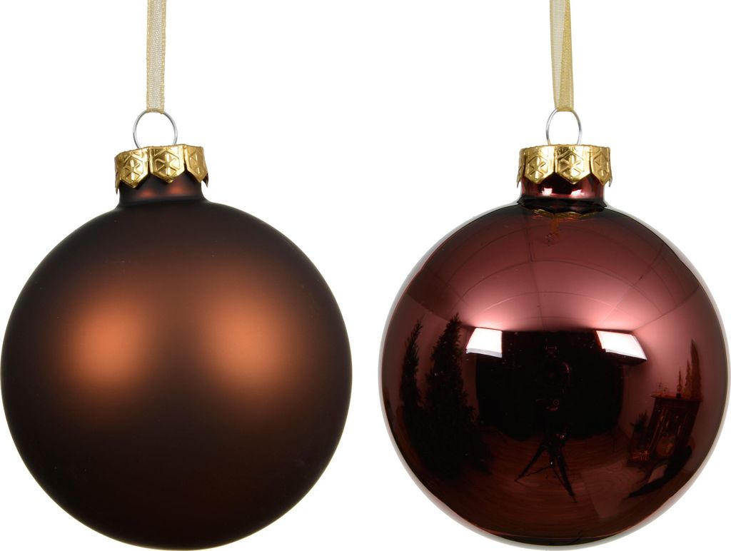 Weihnachtskugeln Glas 10cm 4 Stück - Kastanienbraun