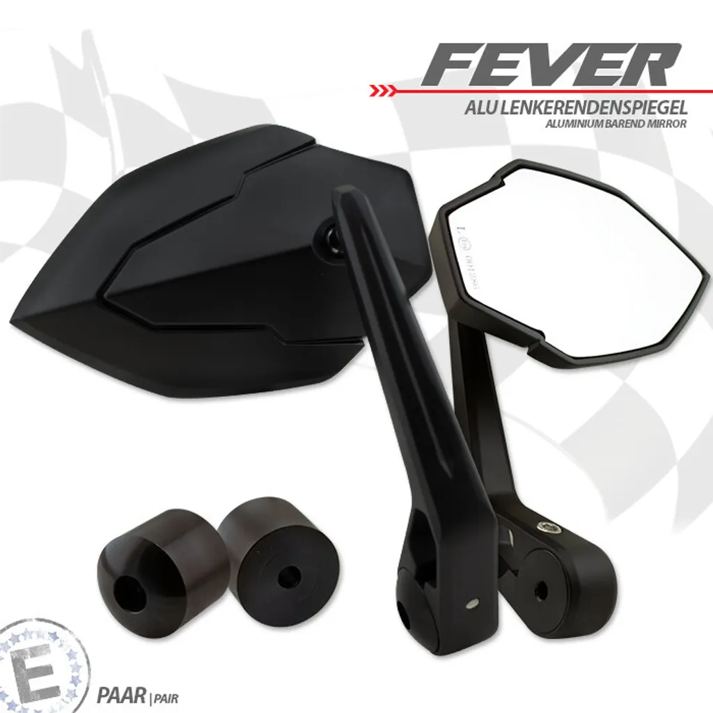 Rétroviseur FEVER noir M6 avec miroir grand angle haute qualité