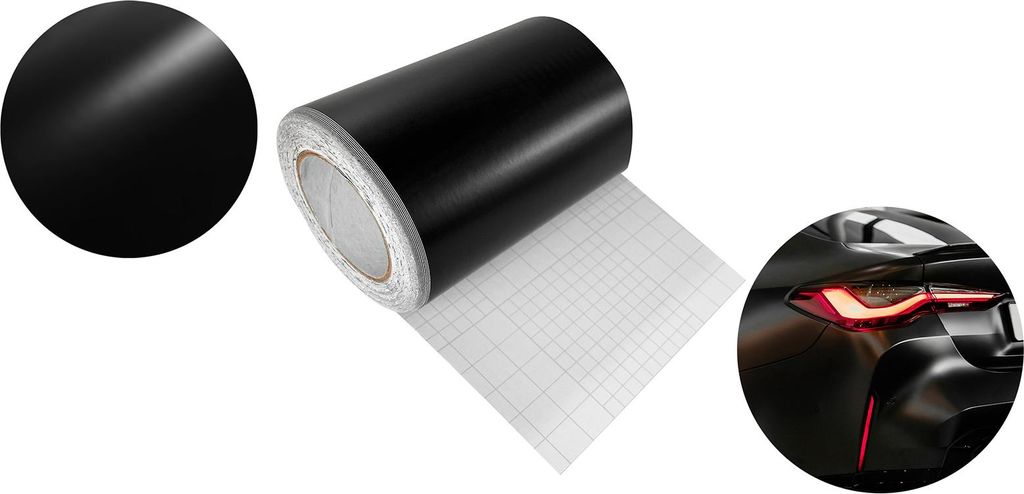 Autofolie Matt 20x50 cm - Schwarz Matt - Klebefolie Auto mit Luftkanal-Kleber und UV-Schutz - Selbstklebend Folie für Innen und Außen - Auto Foli...