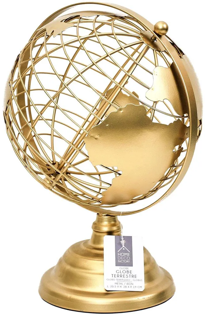 Globe Terrestre Doré Incassable - Décoration Durable en Métal de Qualité - 4