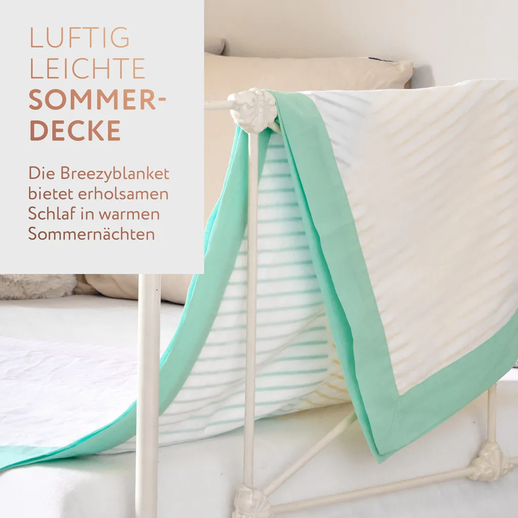 Relaxound Breezyblanket Mini Stripes Mint Couverture d'Été en Coton