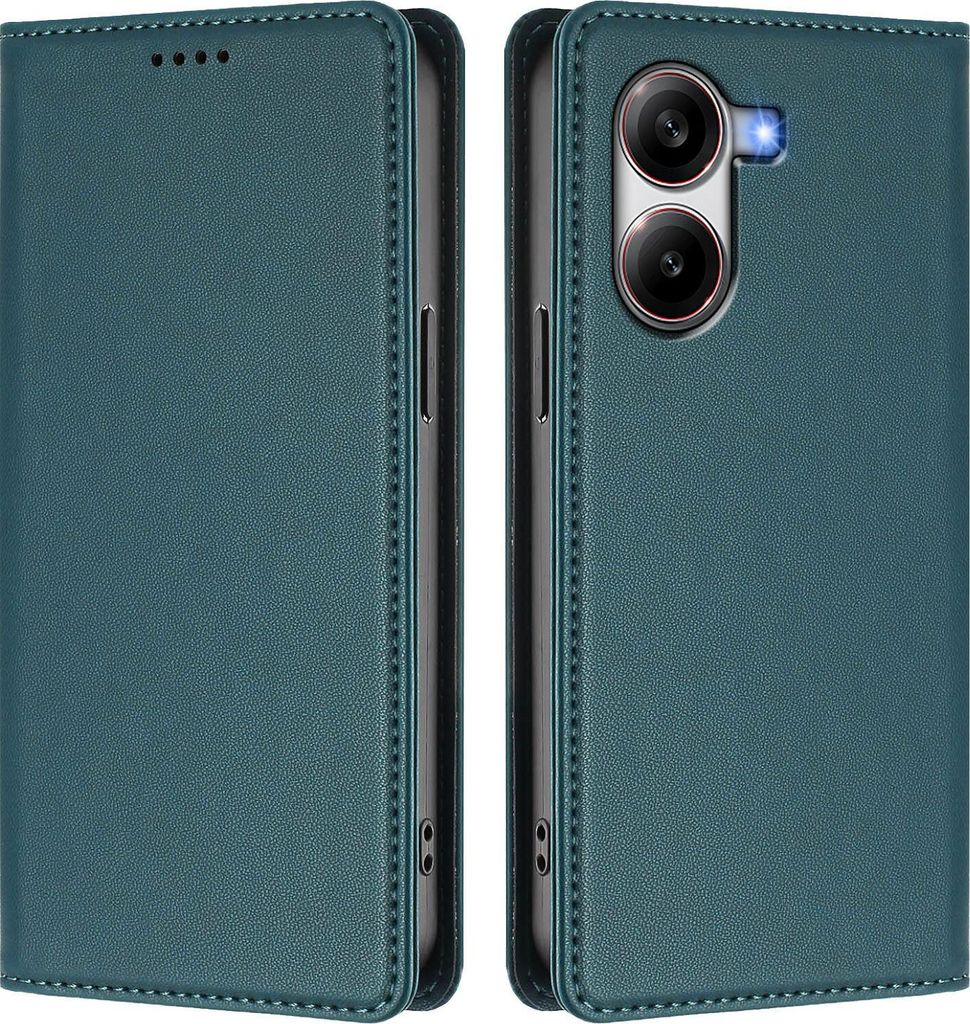 Handyhülle für Xiaomi Poco X7 Pro, Kunstleder Klapphülle Stoßfeste Magnetische Hülle mit Ständer Grün