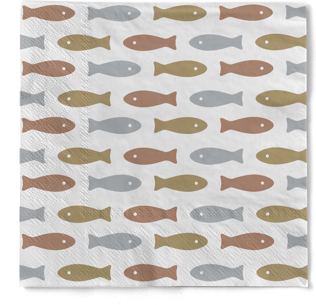 HAPPY PAPER Serviette "Tilapia" (Fische) aus Tissue 33 x 33 cm, 20 Stück