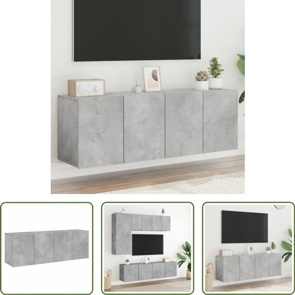 Set Pensili TV 2 pz Grigio Cemento | Arredo Soggiorno Salvaspazio