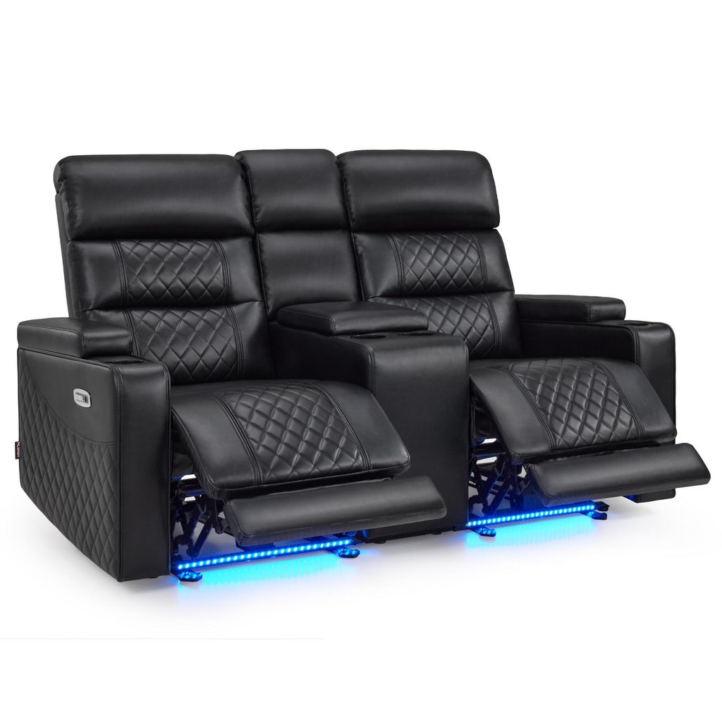 M MCombo 2 Sitzer Fernsehsessel Elektrisch Verstellbar, Zero-Gravity-Kinosessel mit LED, Verstellbare Kopfstütze, 35D Vollschaum-Sitzkissen 7705