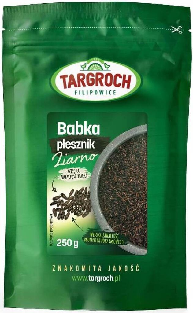 A green pouch of Targroch Psyllium seeds.