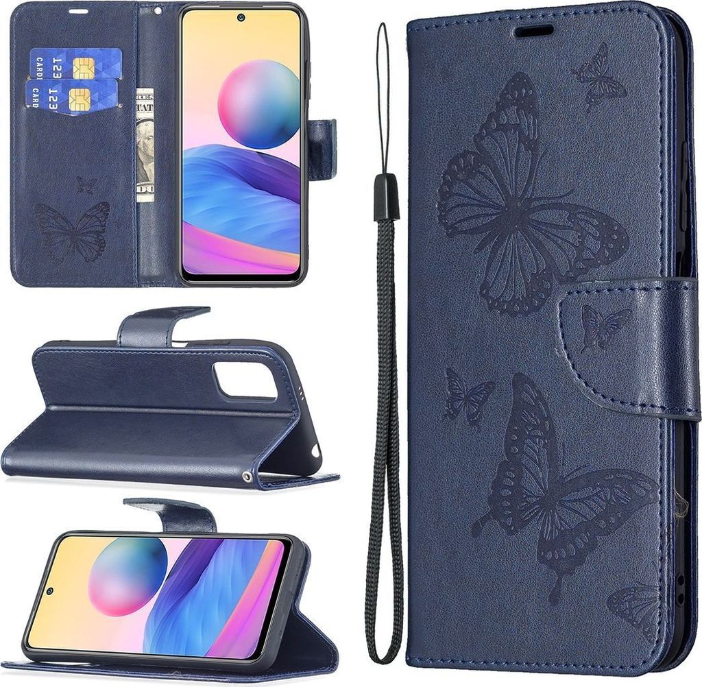 Mobigear Butterfly POCO M3 Pro Hülle Klapphülle Geldbörse - Blau