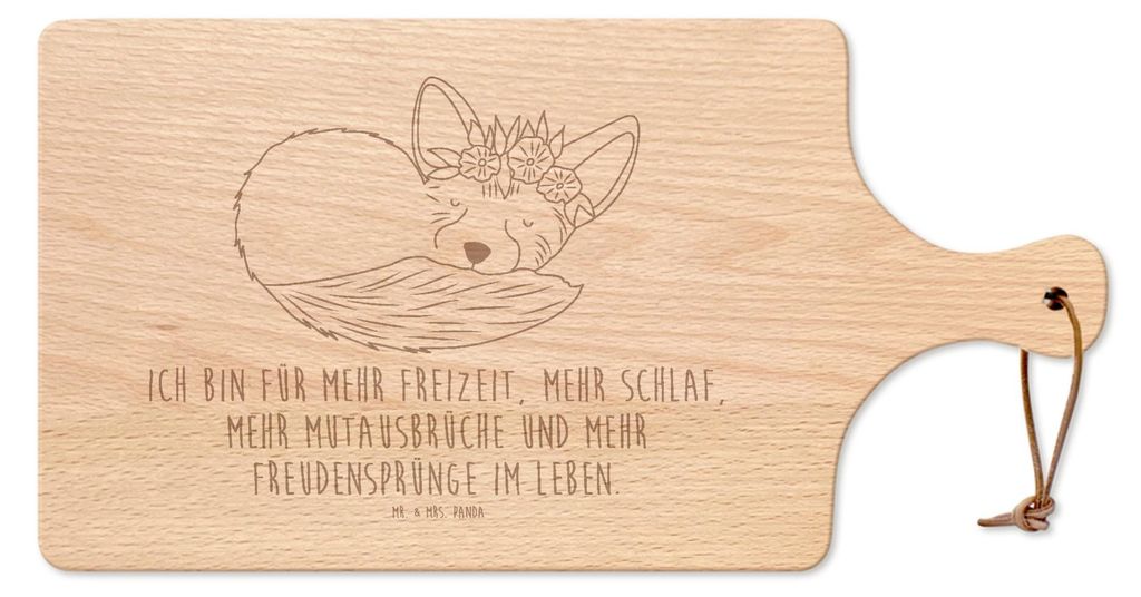 Mr. & Mrs. Panda Schneidebrett Wüstenfuchs Blumen - Transparent - Geschenk, Holzbrett, Afrika, Brett, Frühstücksbrett, Glücklich, Blumenkranz, ...