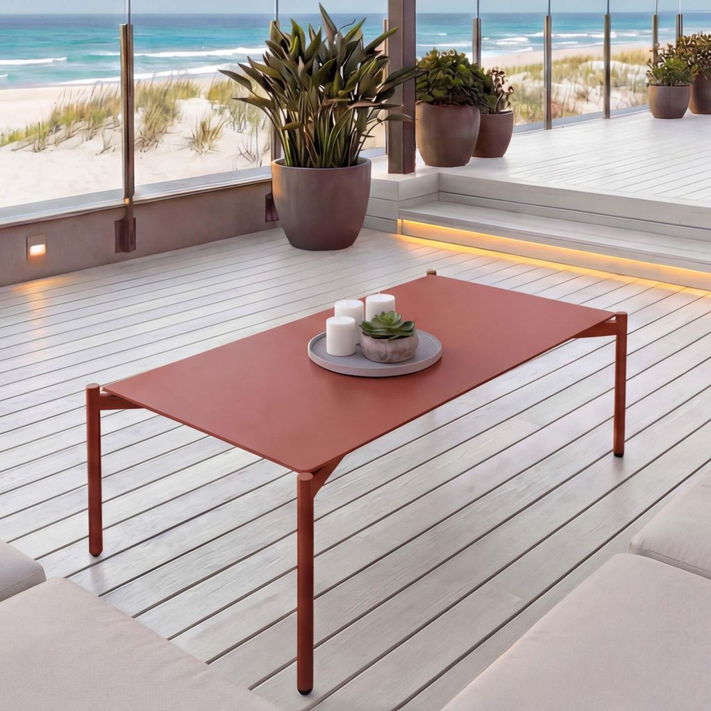 Aluminium-Gartentisch MCW-O11, Outdoor Kaffeetisch Tisch Balkontisch, 105x65cm terrakotta