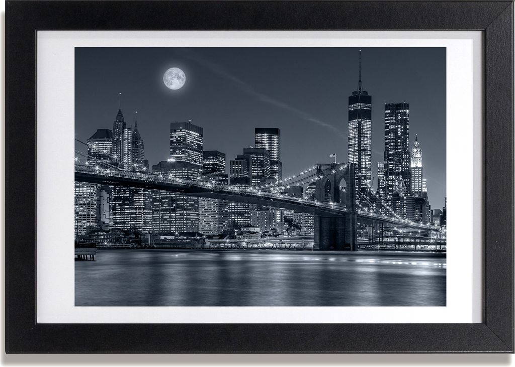 Bild 30x20 MDF-Rahmen, Wandkunst Manhattan New York City