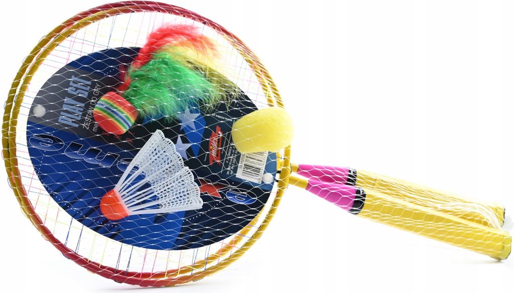 Badminton Set für Kinder 2 Schläger Federbälle & Ball - Outdoor Gartenspielzeug