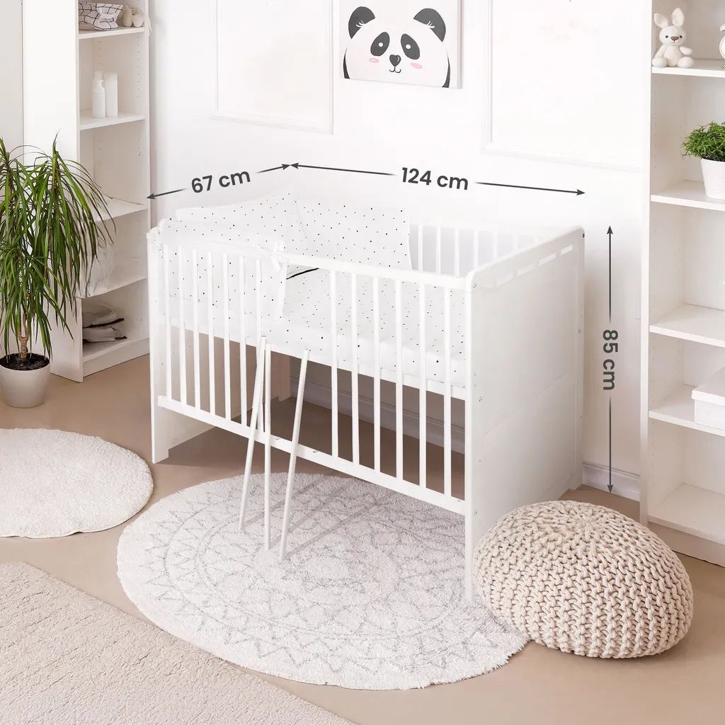 Lit Bébé 2 en 1 iGlobal 120x60 Blanc - Transformable en Lit Junior