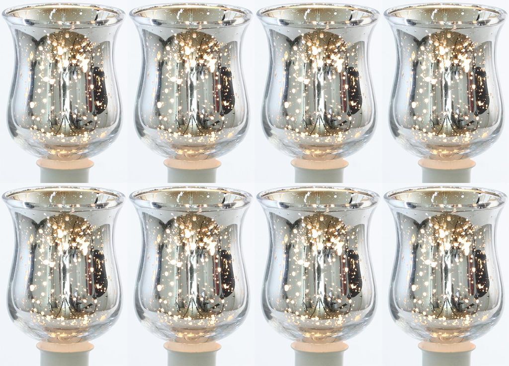 8x Teelichtaufsatz silber Glasaufsatz für Kerzenleuchter Kerzenständer Glas Adventskranz Teelichthalter Stabkerzenhalter Weihnachten Kerzenpick 6cm