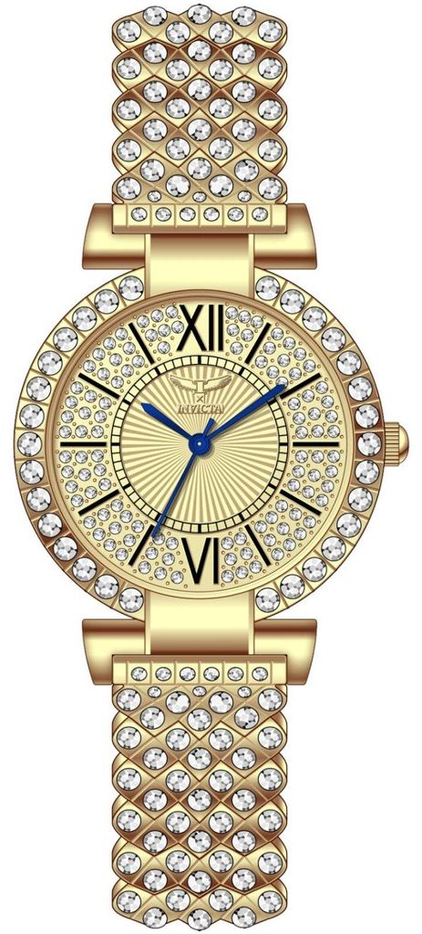 Invicta Wildflower 69061 Damenuhr - Quarzwerk - Metall mit goldenem Zifferblatt - 34 mm