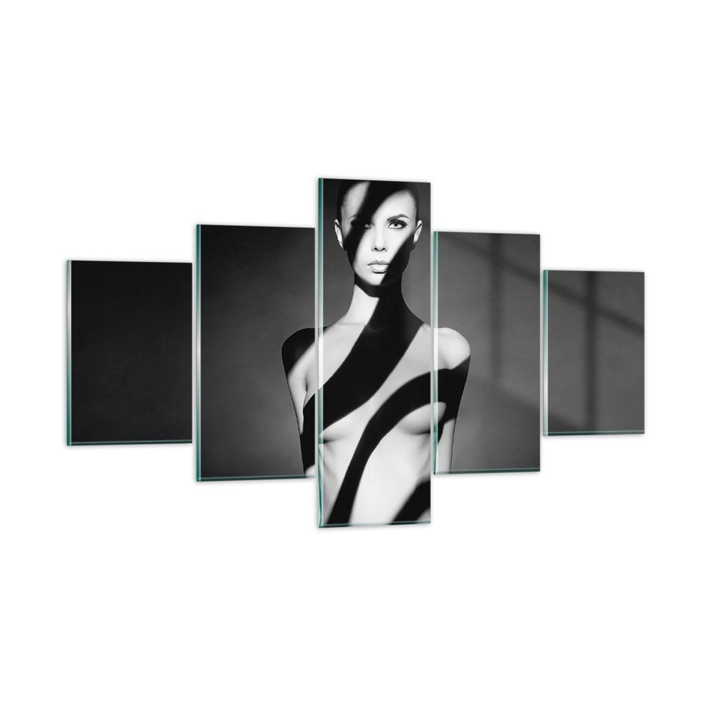 Bilder auf glas - 5 Teile - Nackt Frau Fotografie - 125x70cm - Glasbilder - Wandbilder - Bilder - zum Aufhängen bereit - Wanddekoration aus Glas -...