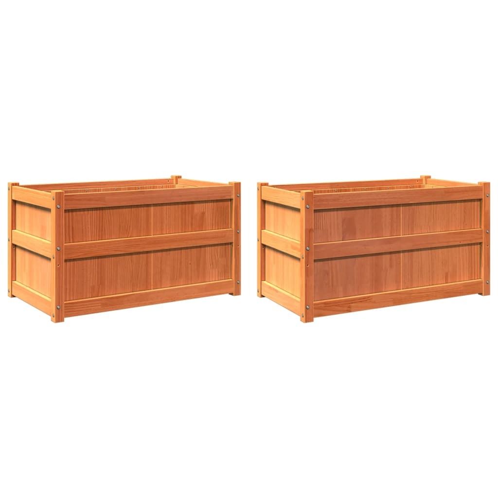 Pflanzkübel 2 Stk. Wachsbraun Massivholz Kiefer