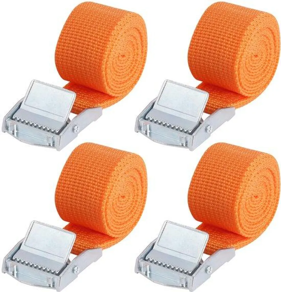 Sangles réglables en polyester orange 1m x 25mm avec pinces de serrage