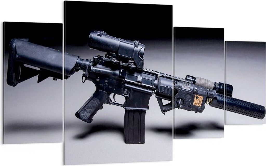 Bild auf Leinwand - Leinwandbild - Gewehr Armee - 160x90cm - Wand Bild - Wanddeko - Wandbilder - Leinwanddruck - Bilder - Kunstdruck - Wanddekorati...