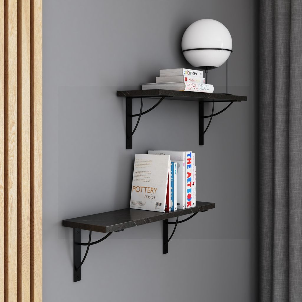 AKKE Stein Black Fosil Hängeregal NEO modern LOFT-style LxB: 70x20 cm