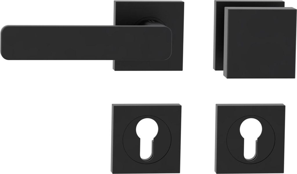 GRIFFWERK Wechselgarnitur MINIMAL MODERN Schraubtechnik GK4 Rosetten eckig Knopf SQUARE Graphitschwarz L