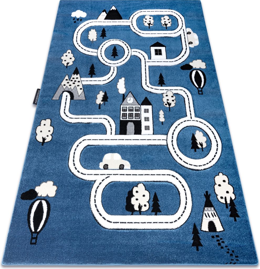 Kinderteppich PETIT TOWN STADT STRAßEN blau Blau 160x220 cm