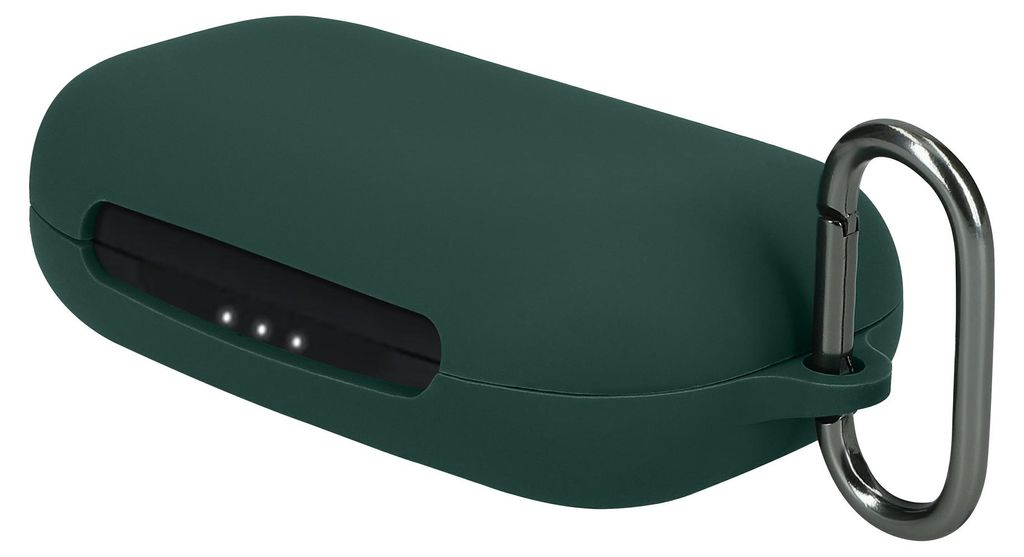kwmobile Schutzhülle für Anker AeroFit 2 Pro Hülle - TPU Silikon Case für Kopfhörer Ladecase - stoßfestes Cover mit Karabiner - Dunkelgrün