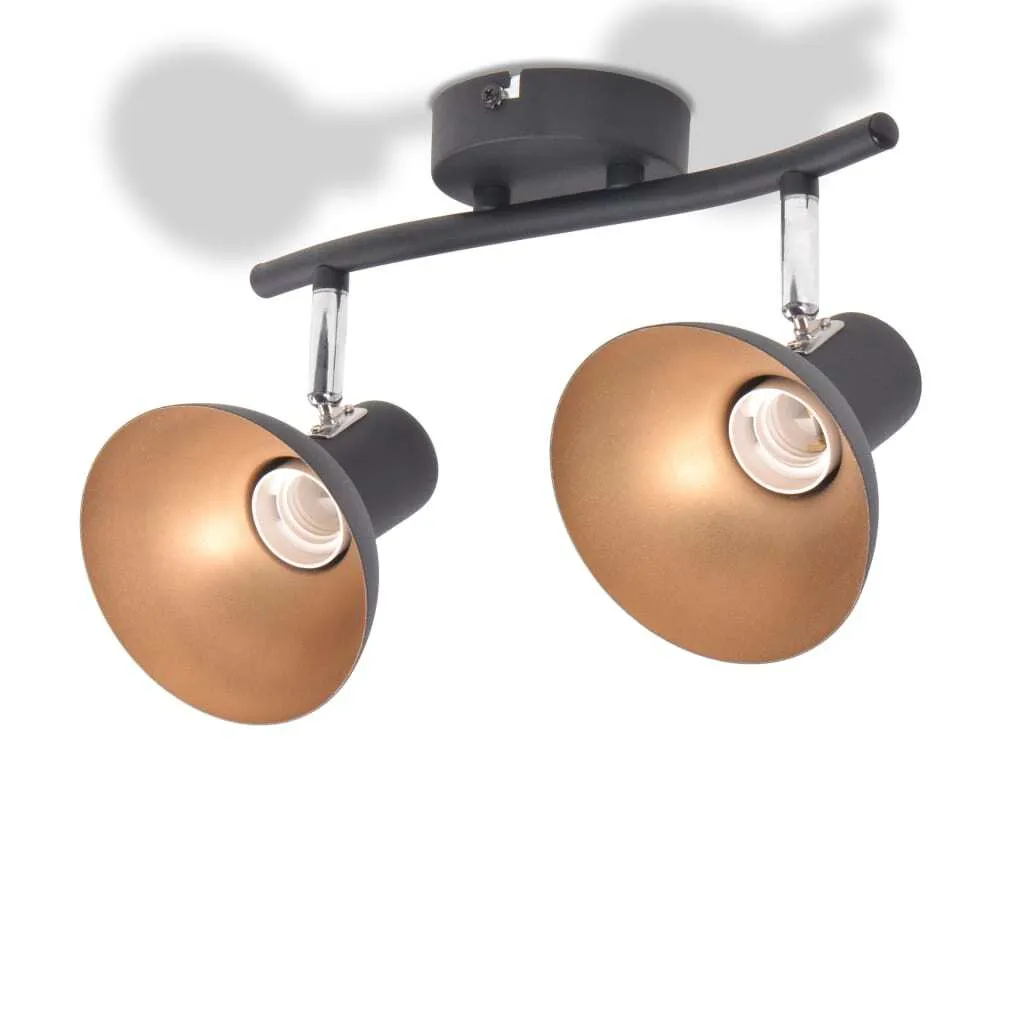 vidaXL Lampe de plafond pour 2 ampoules E27 noir et or chic