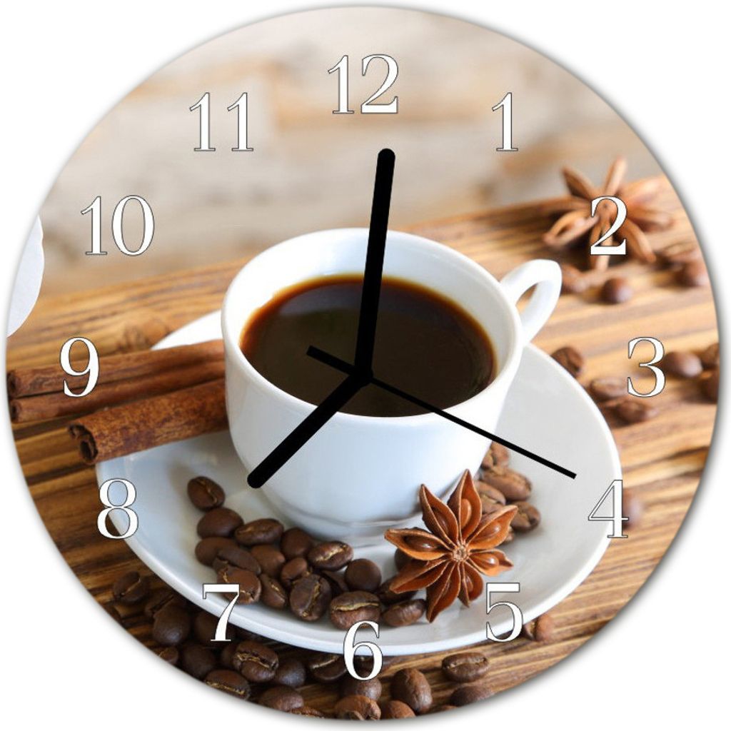 Glasuhr Wanduhr Küchenuhr Echt-Glas 30fi cm Kaffee braun Produktbild 