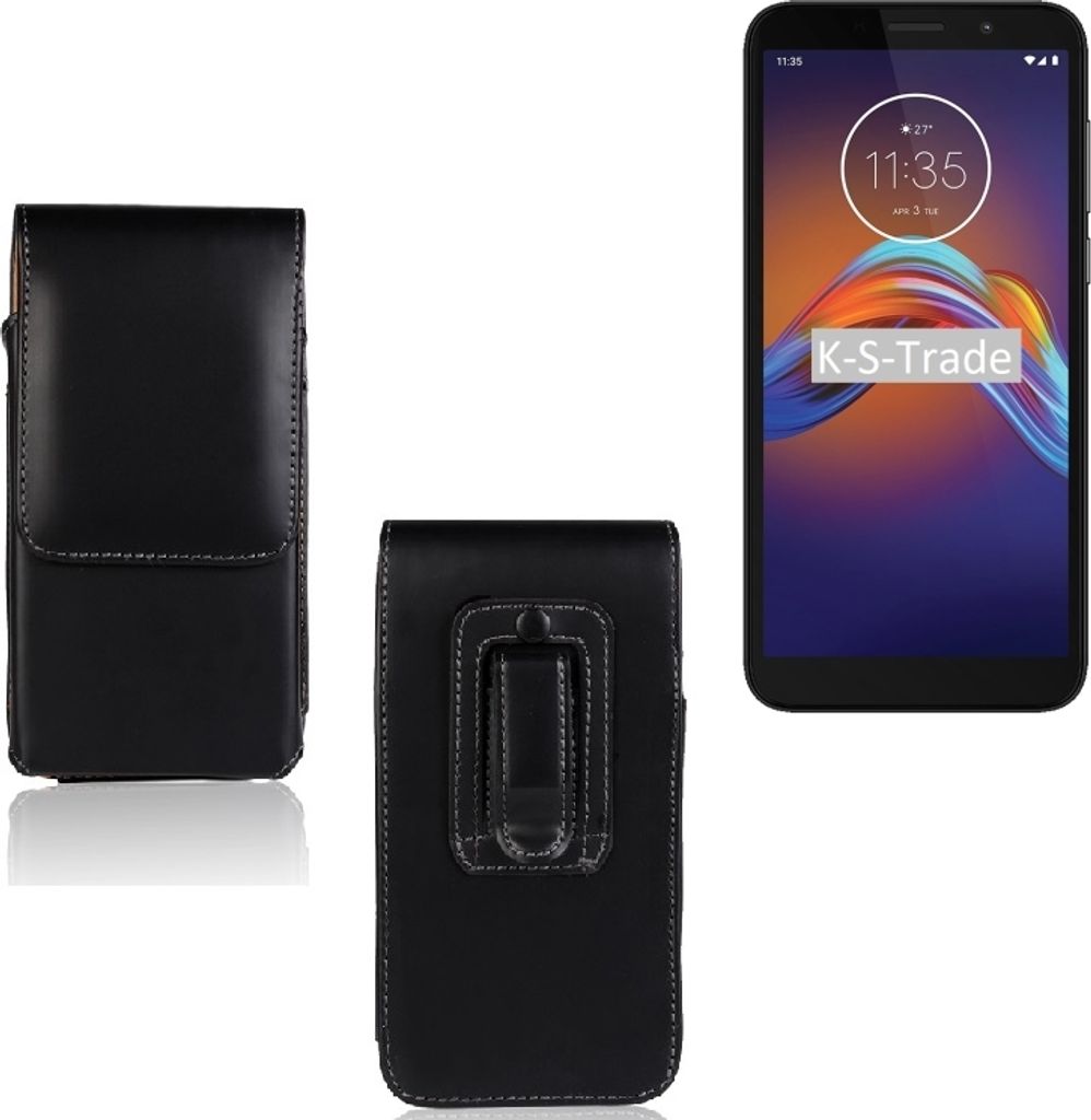 K-S-Trade Gürteltasche für Motorola Moto E6 Play Schutz Hülle Handy Hülle mit Magnetverschluss Holster in schwarz