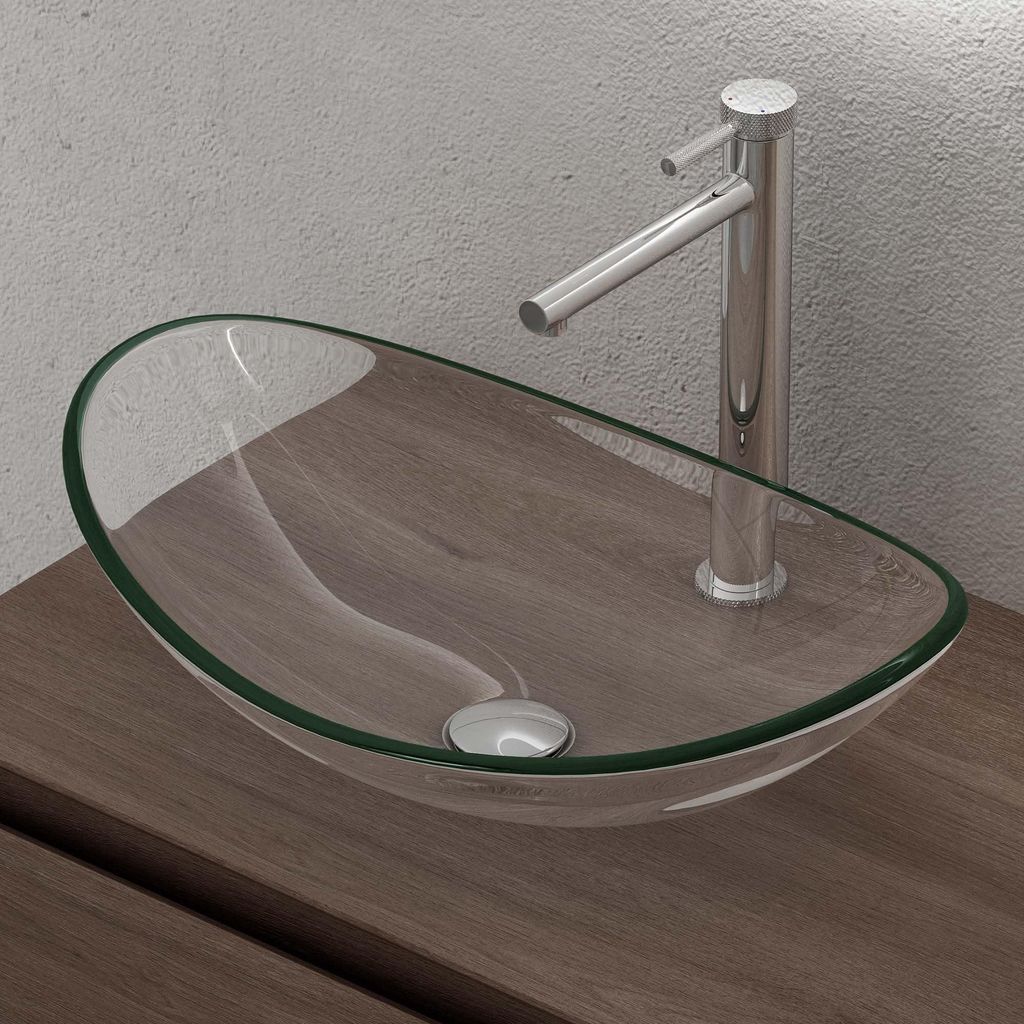 doporro Lavabo da Appoggio in Vetro Temperato Lavandino Immagine del prodotto 