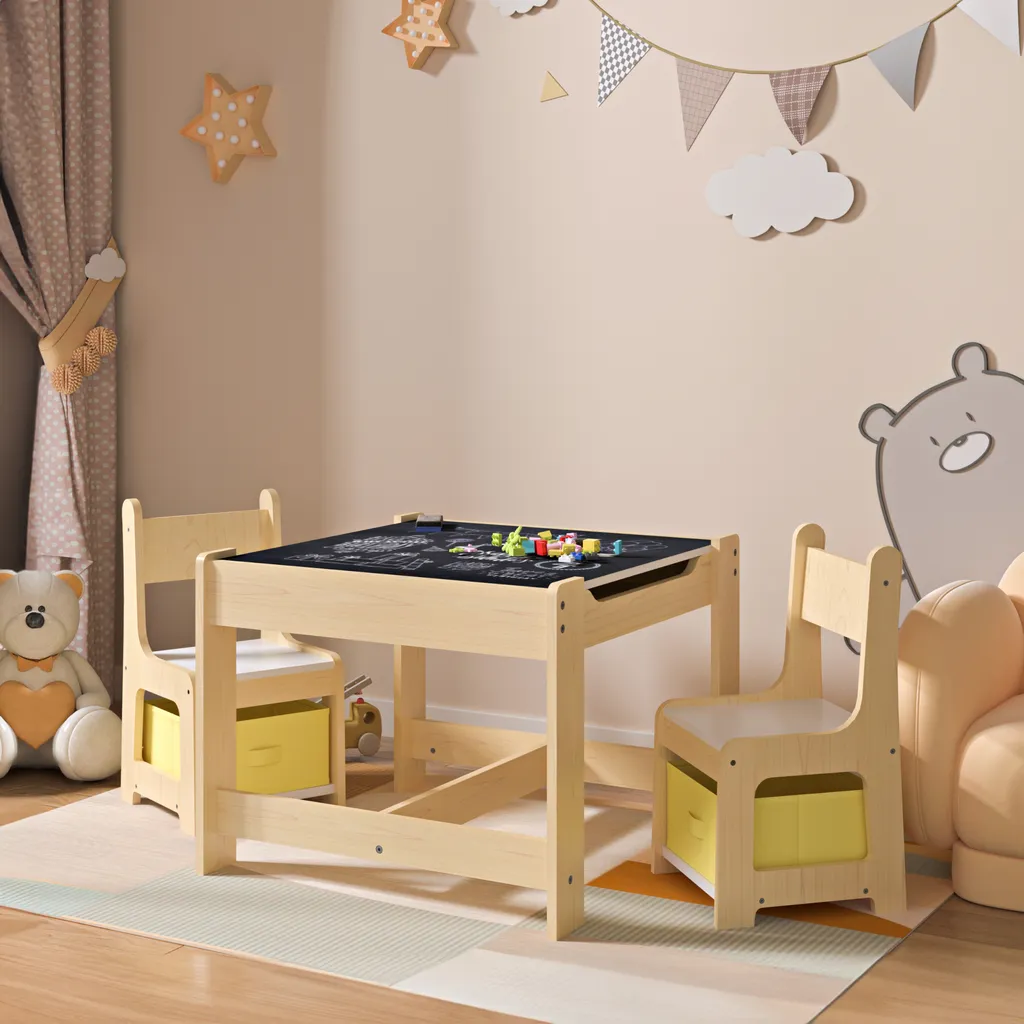 Coin bureau enfant avec table et chaises pour activités et rangements