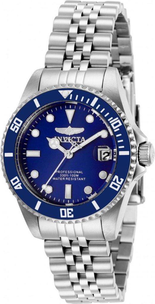 Invicta Pro Diver 29187 Damen uhr - Wasserdicht - Analog - Quarzuhrwerk - Edelstahl mit blauen zifferblat - 34mm