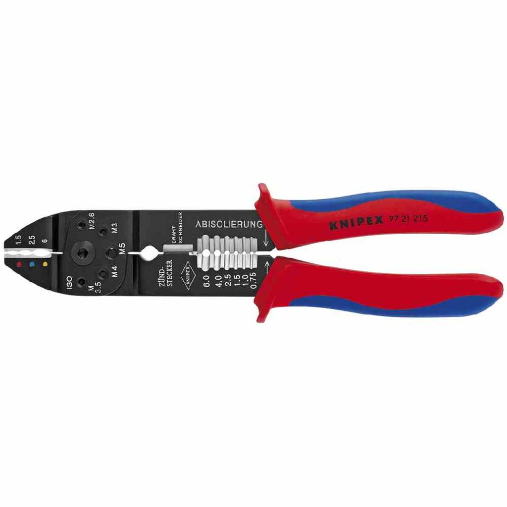 Knipex 972-1215SB Crimpzange 215, rot/blau/grau