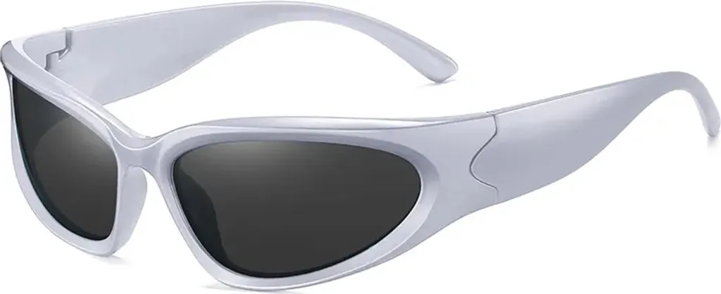 Lunettes de soleil Steampunk mixtes monture noire et verres blancs