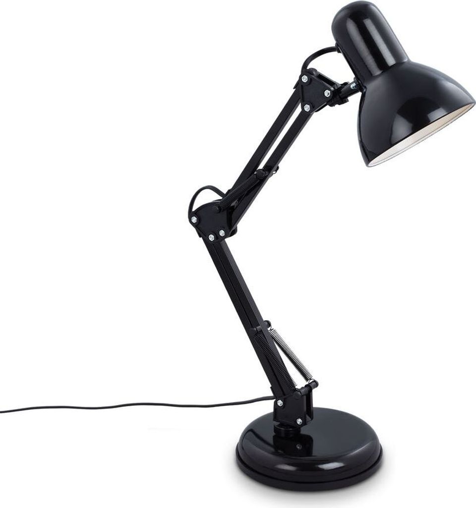 Tischleuchte Tischlampe drehbar Kabelschalter 1xE14 40W schwarz Metall Briloner