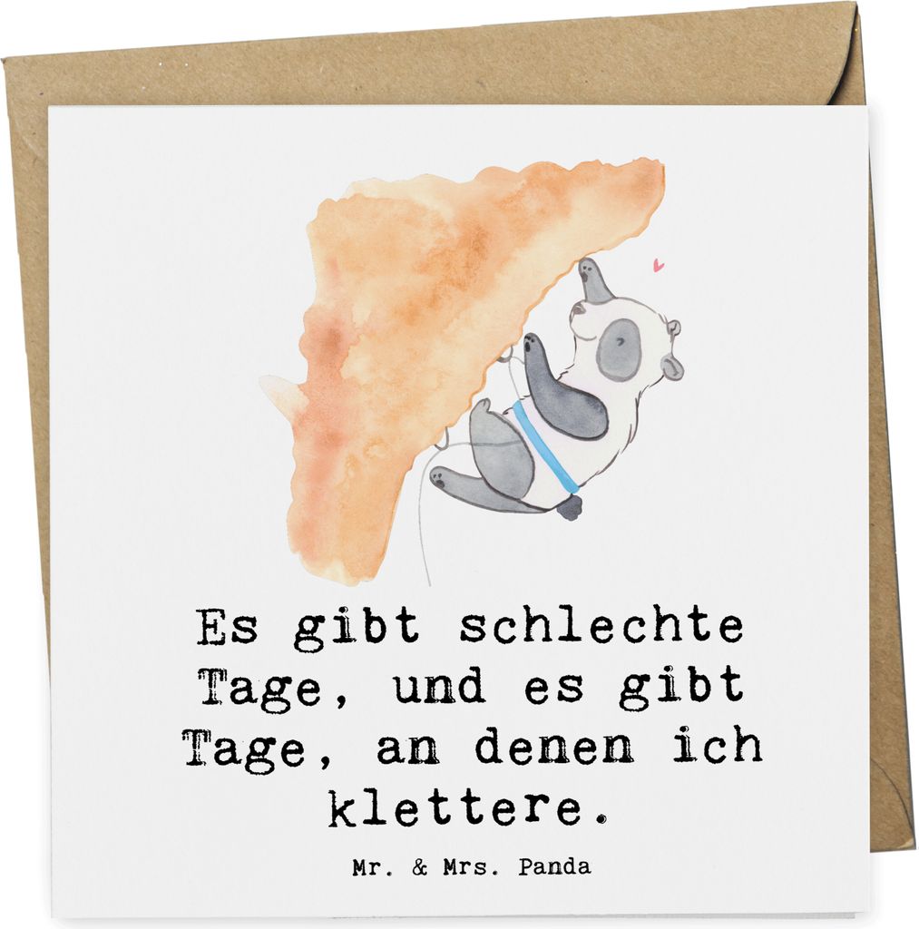 Mr. & Mrs. Panda Grußkarte Panda Klettern - Weiß - Geschenk, Klettersport, Kletterhalle, Glückwunschkarte, faltkarte, Klappkarte, Bouldern, anla...