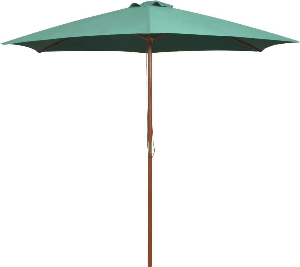 Parasol Carré 270x270 cm mât en Bois Vert - Solution Ombrage Anti-Chaleur