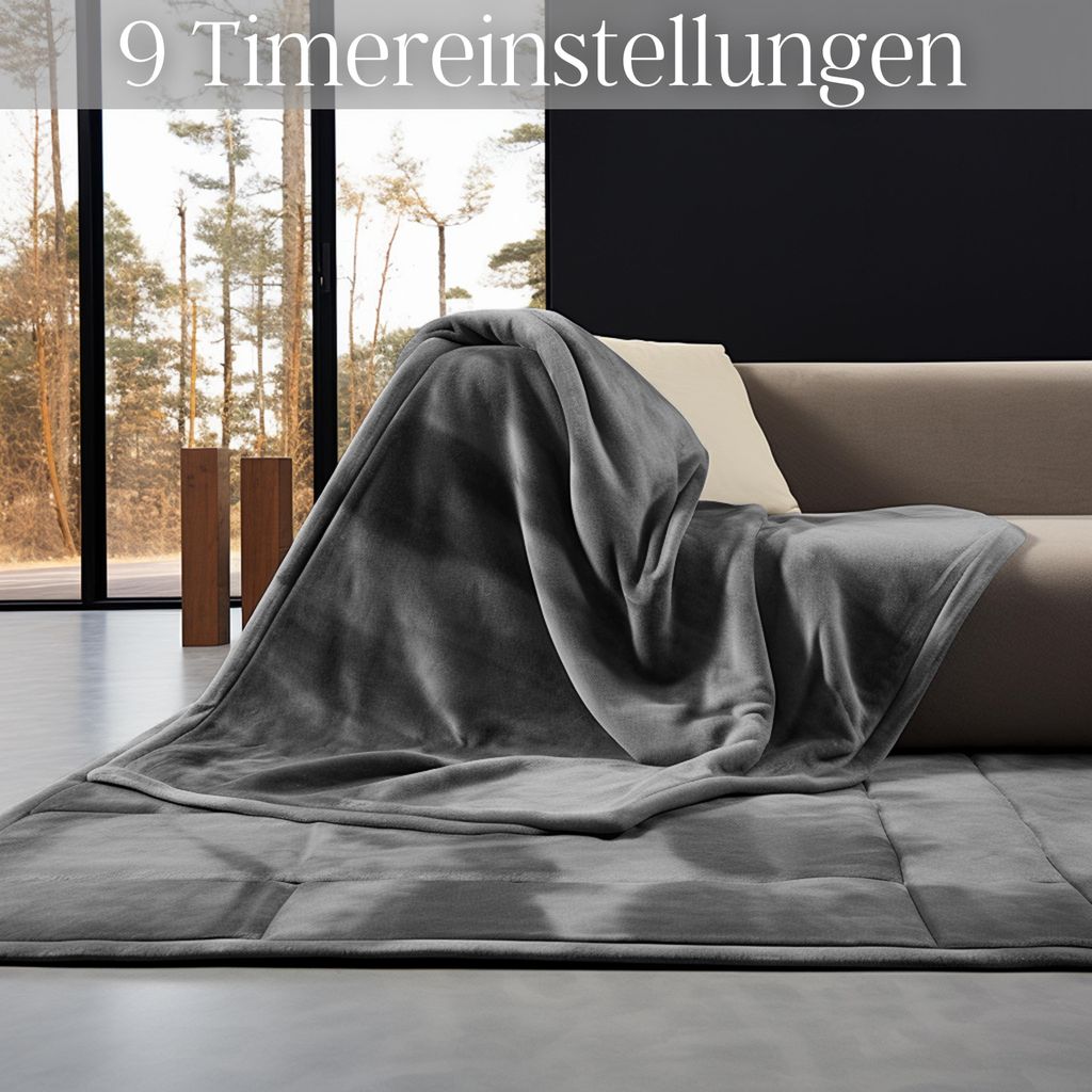 Coperta Elettrica Steinborg 150x80 Cm – 6 Livelli Calore, Timer 2-4-6h, Lavabile 30°, Pile Grigia – Per Artrite E Nevralgie
