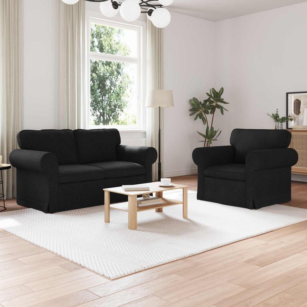 "WINTER SALE"2-Sitzer Sofa Couch 120cm - 2 pcs - elegantes Design - Doppelsofa - Couch - Schwarz Metall NEU843346 - Klassische Sofas