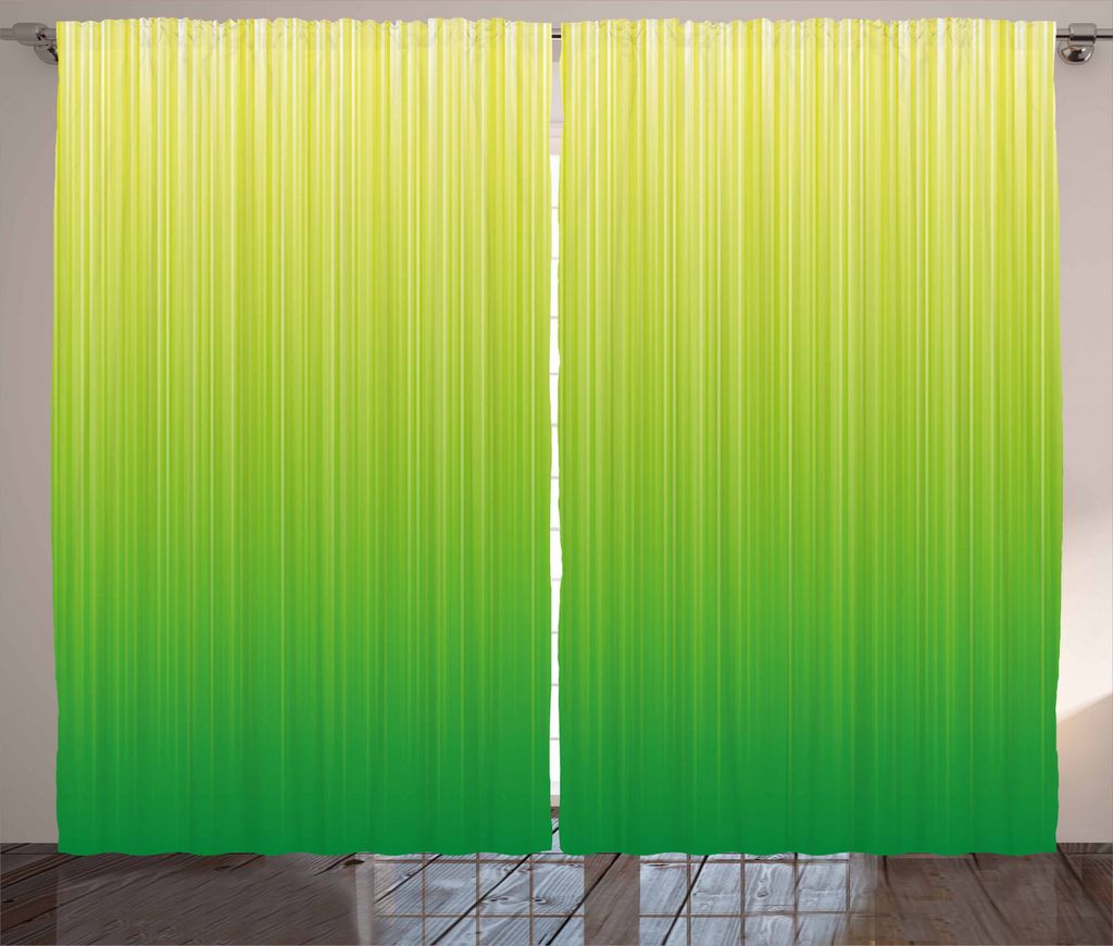 ABAKUHAUS Lime Green Rustikaler Vorhang, gestreifte Futuristisch, Wohnzimmer Universalband Gardinen mit Schlaufen und Haken, 280 x 245 cm, Blasses ...