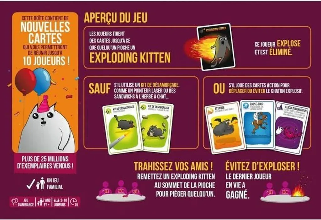 Jeu Idéal Soirée entre Amis Exploding Kittens Edition Festive Asmodee - 3