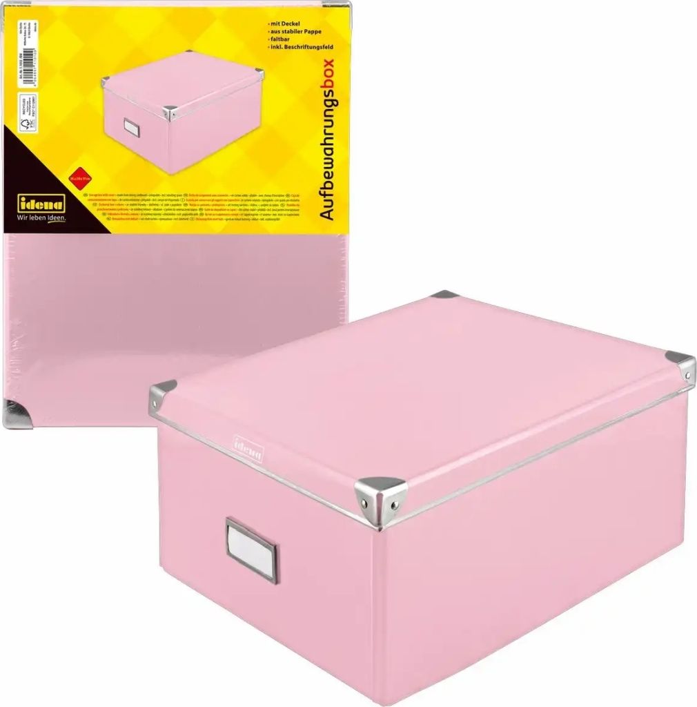 Box pink mit Deckel 36x28x17cm, Aufbewahrungsbox, Produktbild 