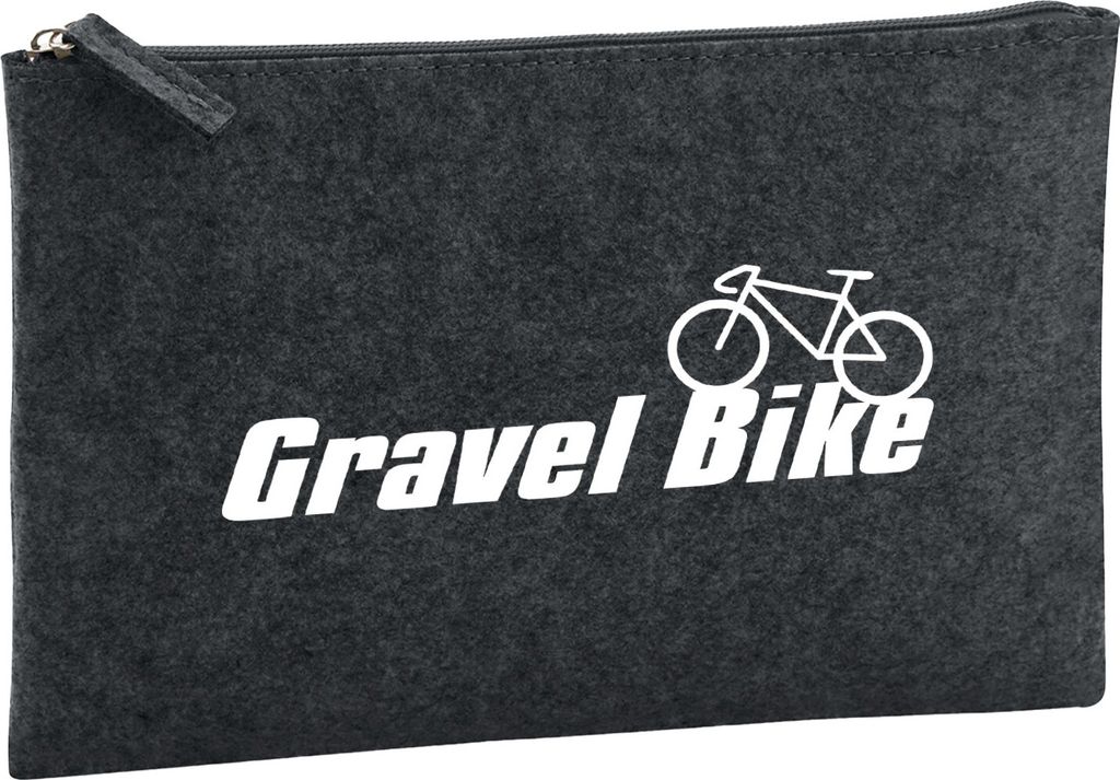 Huuraa Kulturbeutel Gravel Bike Fahrrad 1 Liter Charcoal Filz Kosmetiktasche Geschenkidee